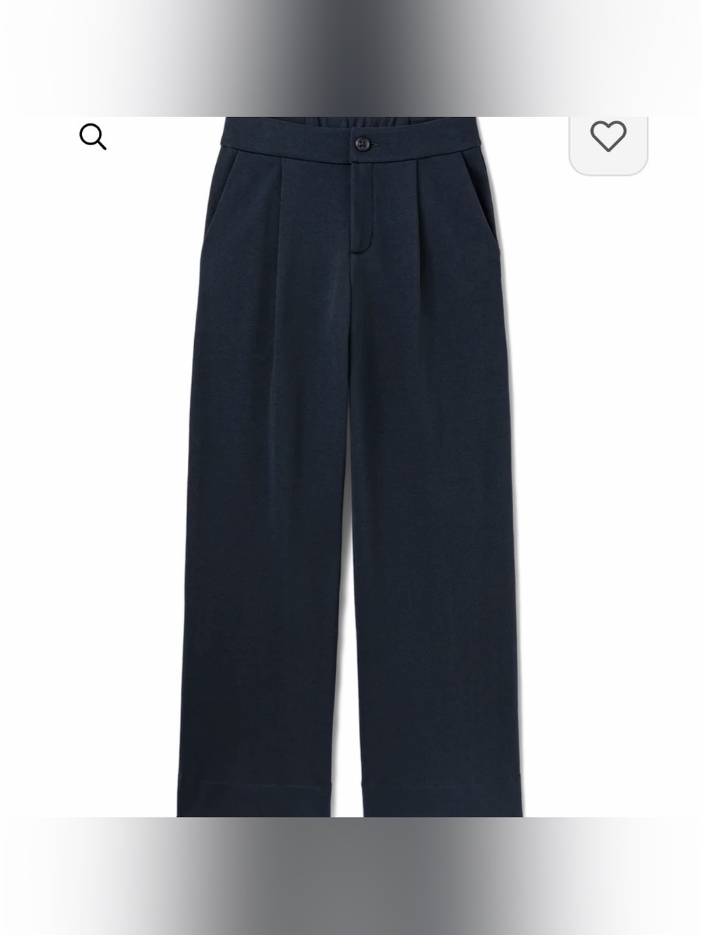 CAbi Navy Wide-Leg Pleated Trousers